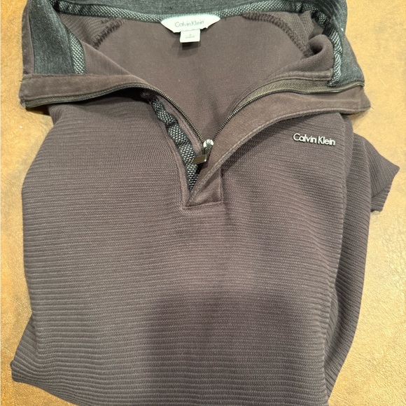 Calvin Klein Men’s Quarter Zip Pullover Sweater Chocolate Brown Size S - Picture 6 of 6